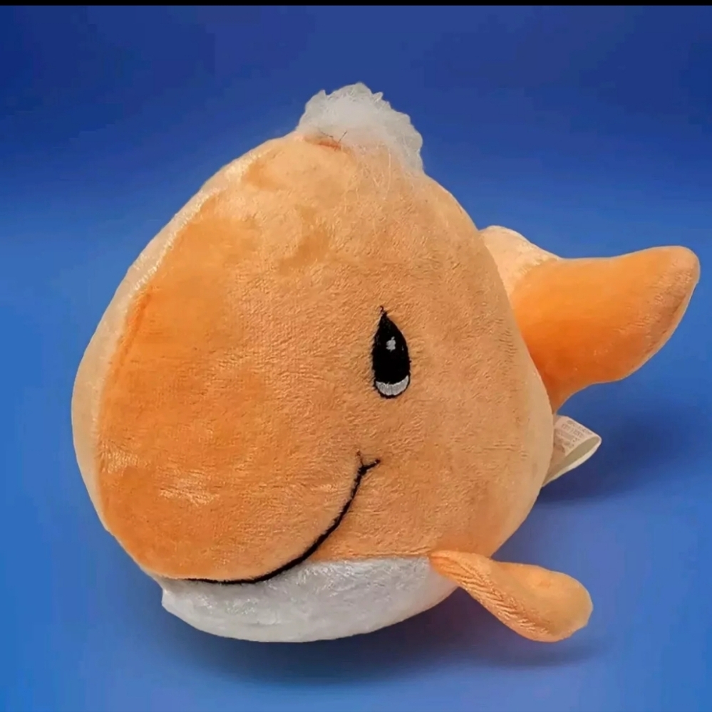 1998 Precious Moments Tender Tails 7" Orange Whale Enesco  Bean Bag Plush EUC